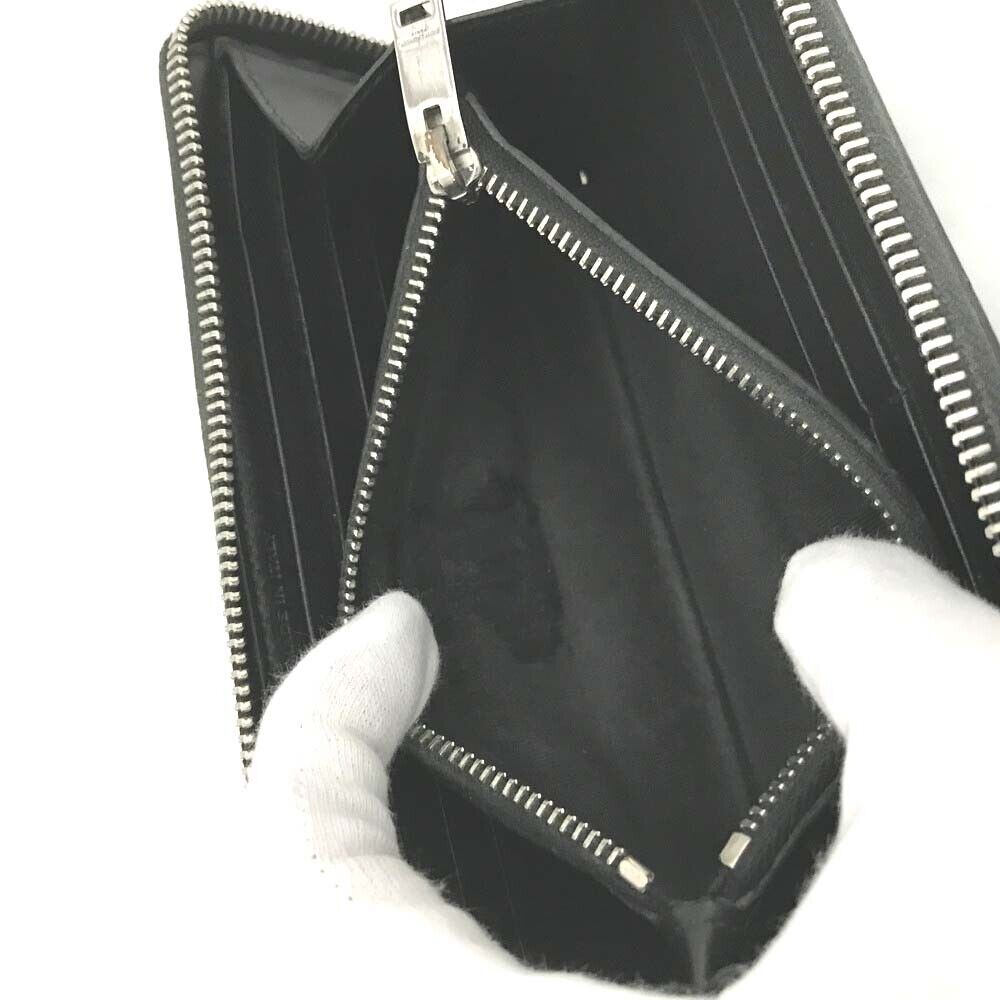 Saint Laurent Logo Leather Zip Around Long Wallet Black