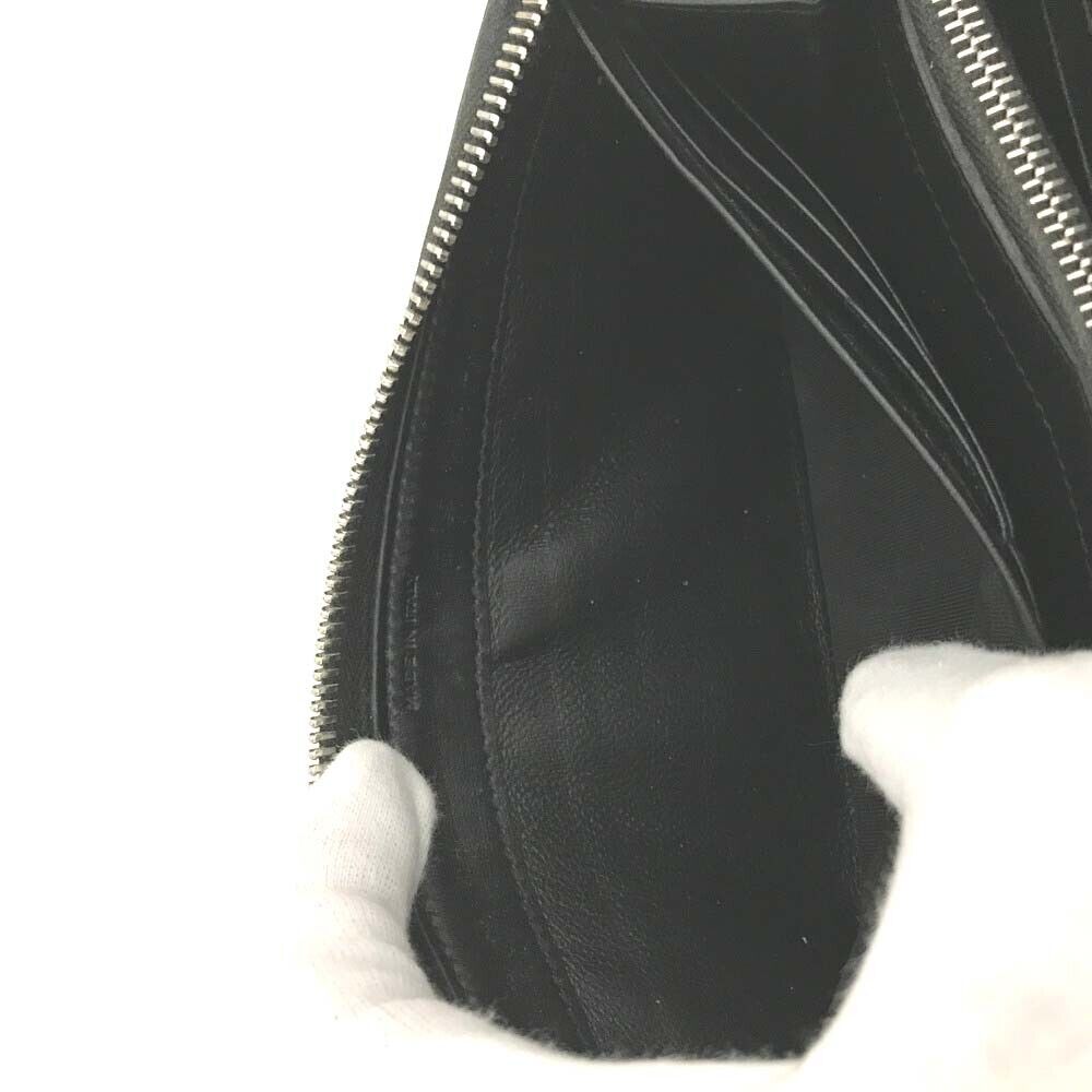 Saint Laurent Logo Leather Zip Around Long Wallet Black