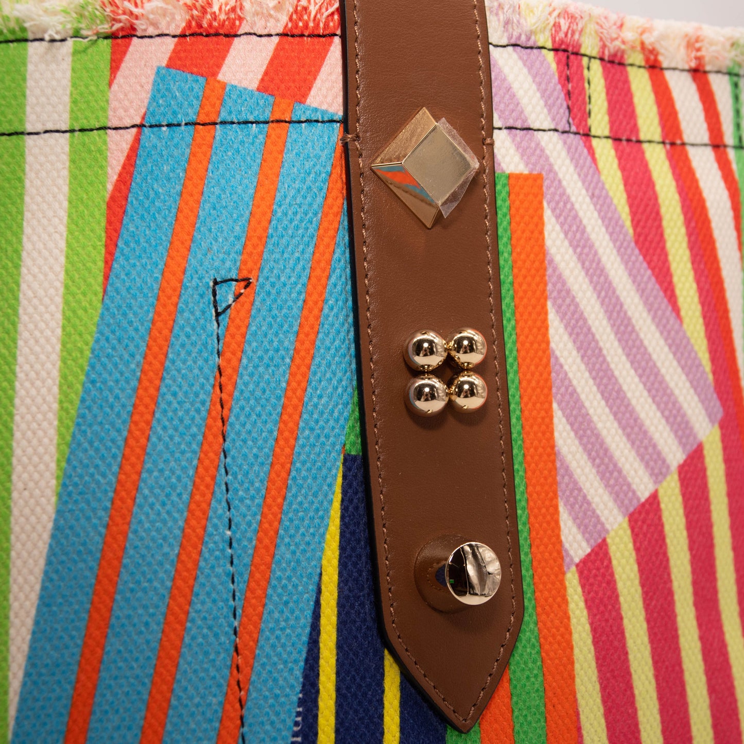 NEW Christian Louboutin Frangibus Medium Striped Patchwork Tote Bag