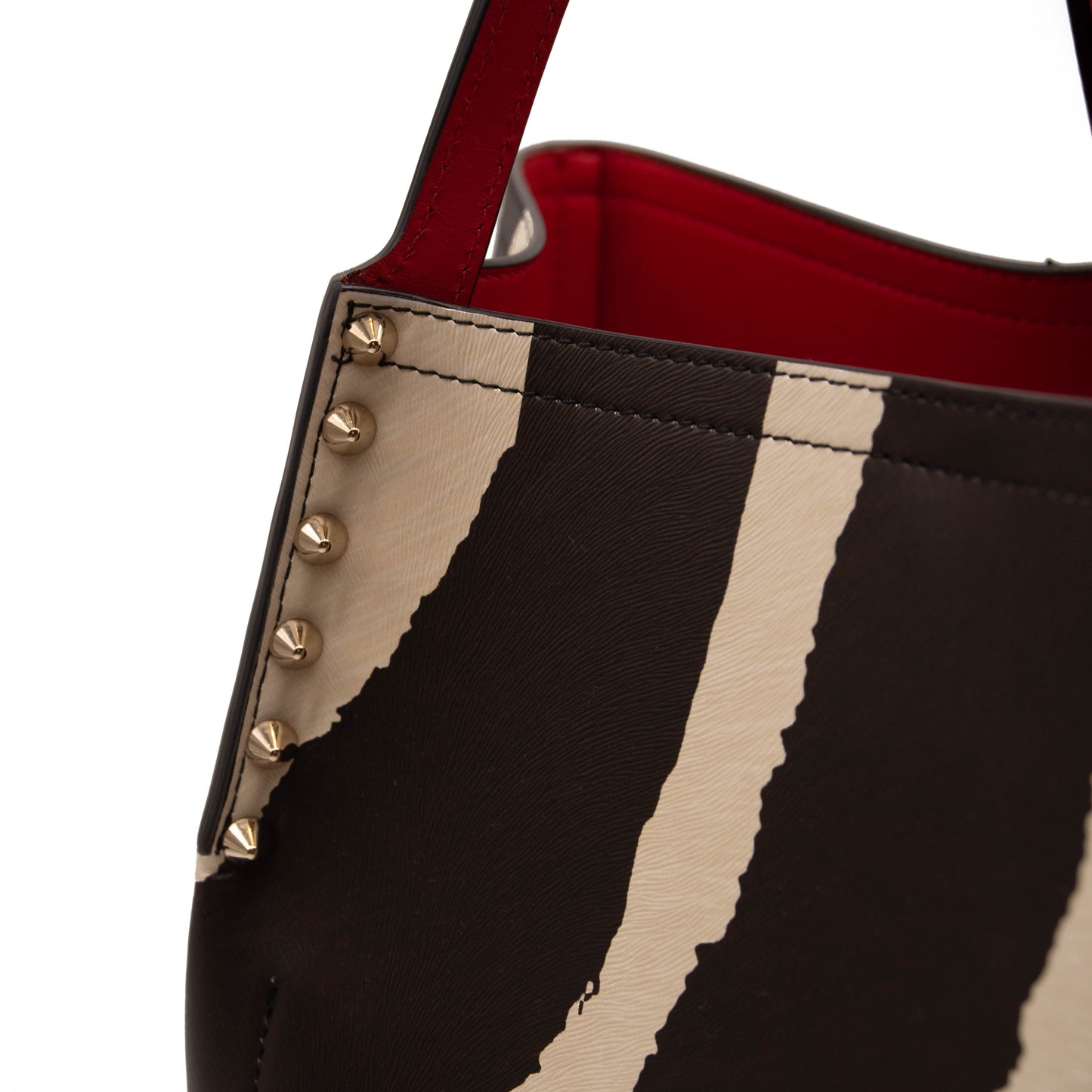 NEW $1700 Christian Louboutin Large Cabarock Stripe Tote in Dark Brown