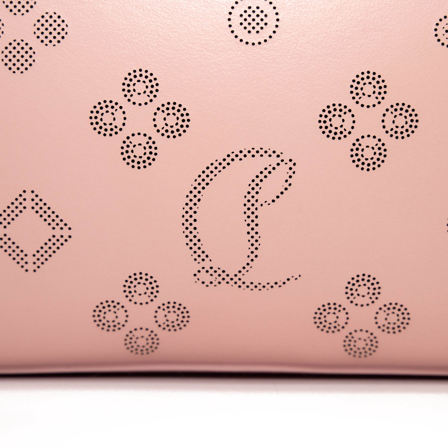 NEW Christian Louboutin Loubila Loubinthesky Laser Perforated Leather Pouch Pink