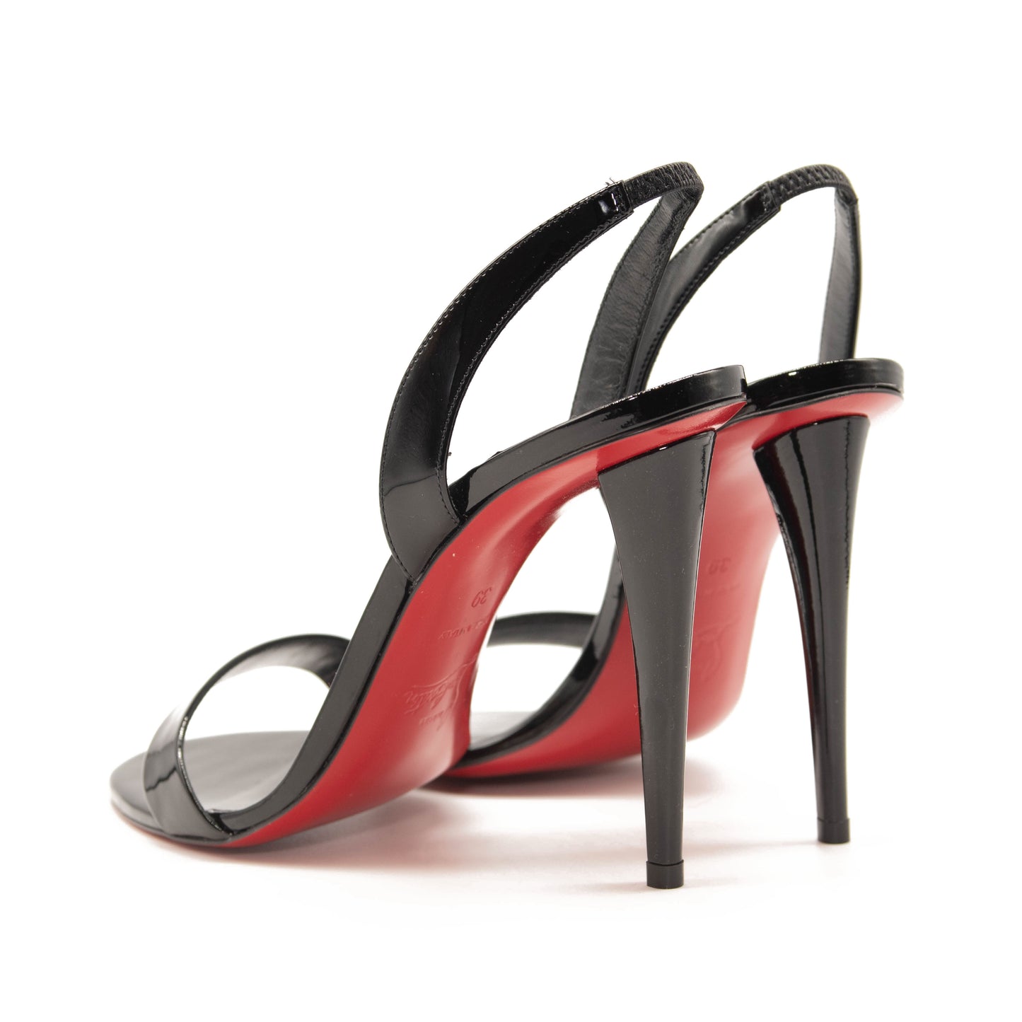 Christian Louboutin Astrid Slingback Sandal EU 39 Black Patent Heels Pumps