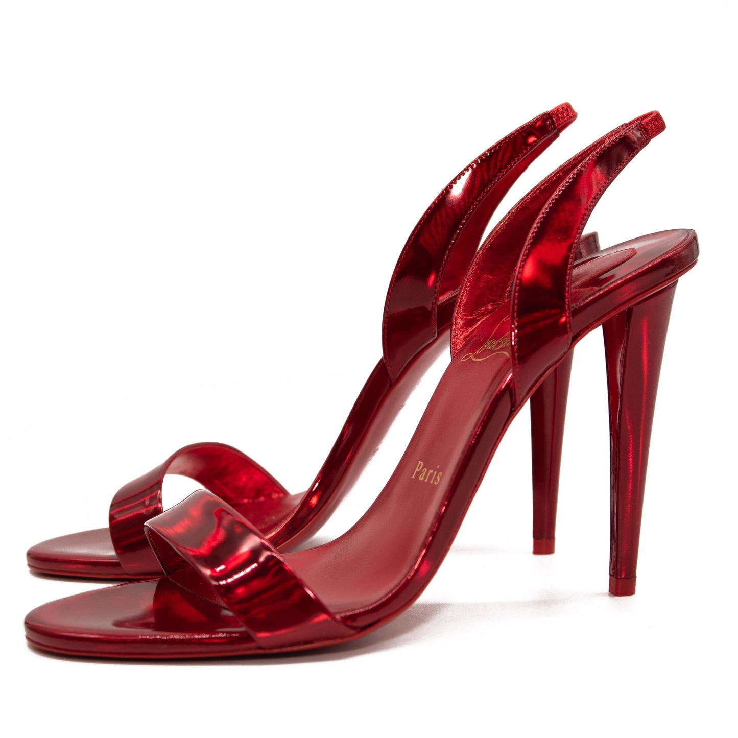 NEW Christian Louboutin Astrid Slingback Sandal Red Metallic Size 38 EU