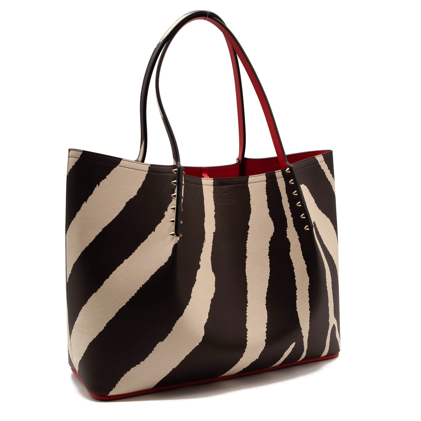 NEW $1700 Christian Louboutin Large Cabarock Stripe Tote in Dark Brown