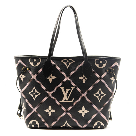 LOUIS VUITTON Empreinte Monogram Giant Broderies Neverfull MM Black Tote