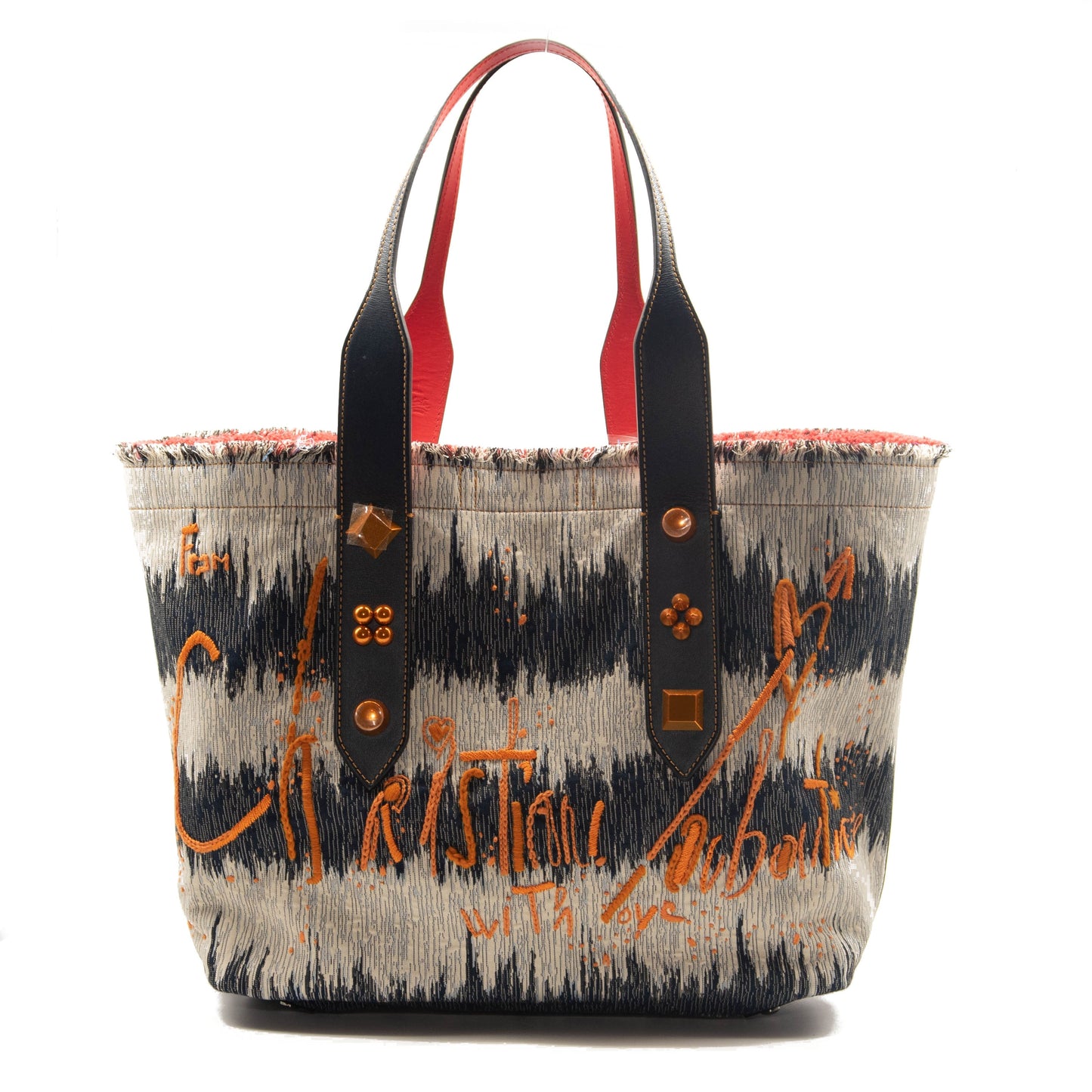 NEW Christian Louboutin Frangibus Medium Embroidered Tote Denim