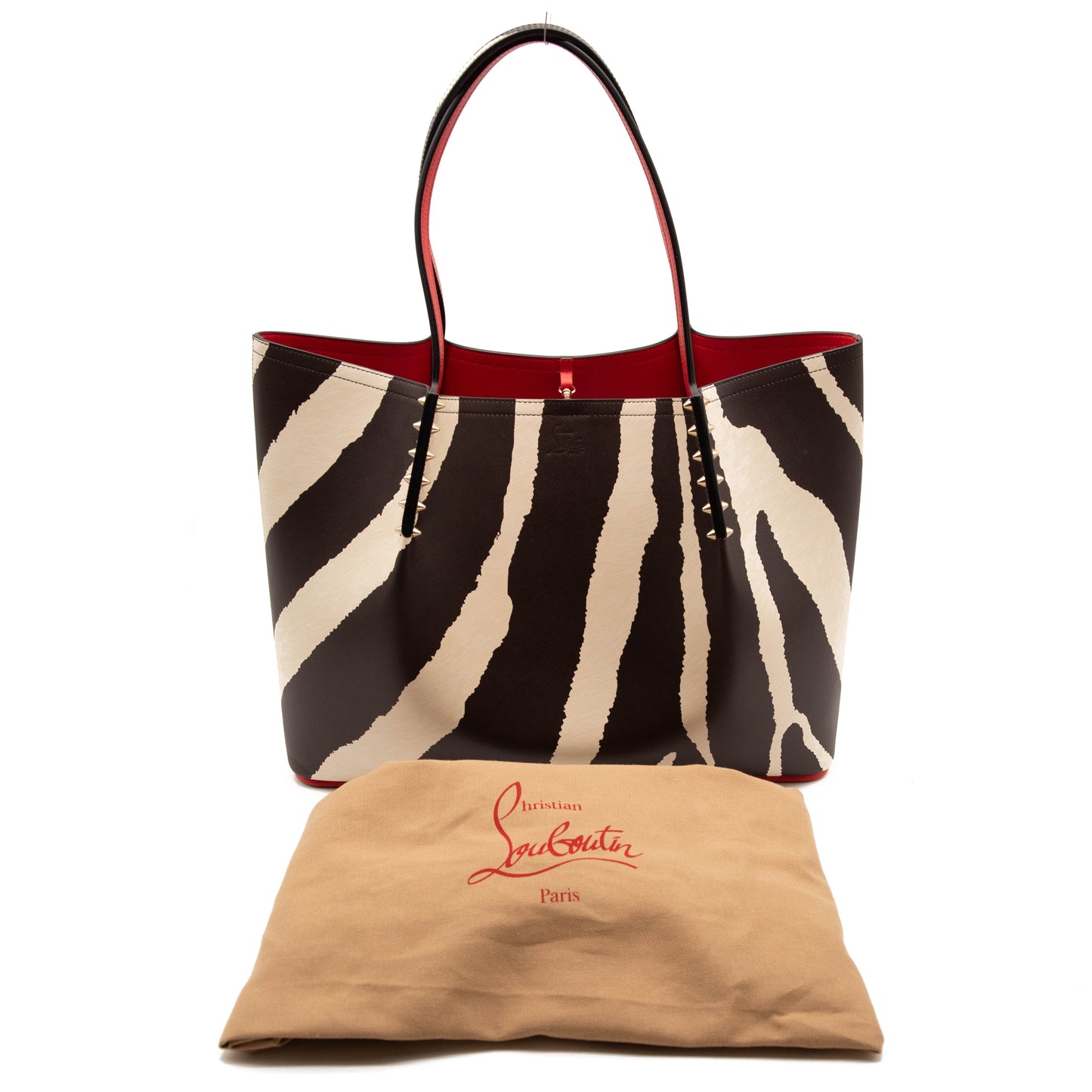 NEW $1700 Christian Louboutin Large Cabarock Stripe Tote in Dark Brown