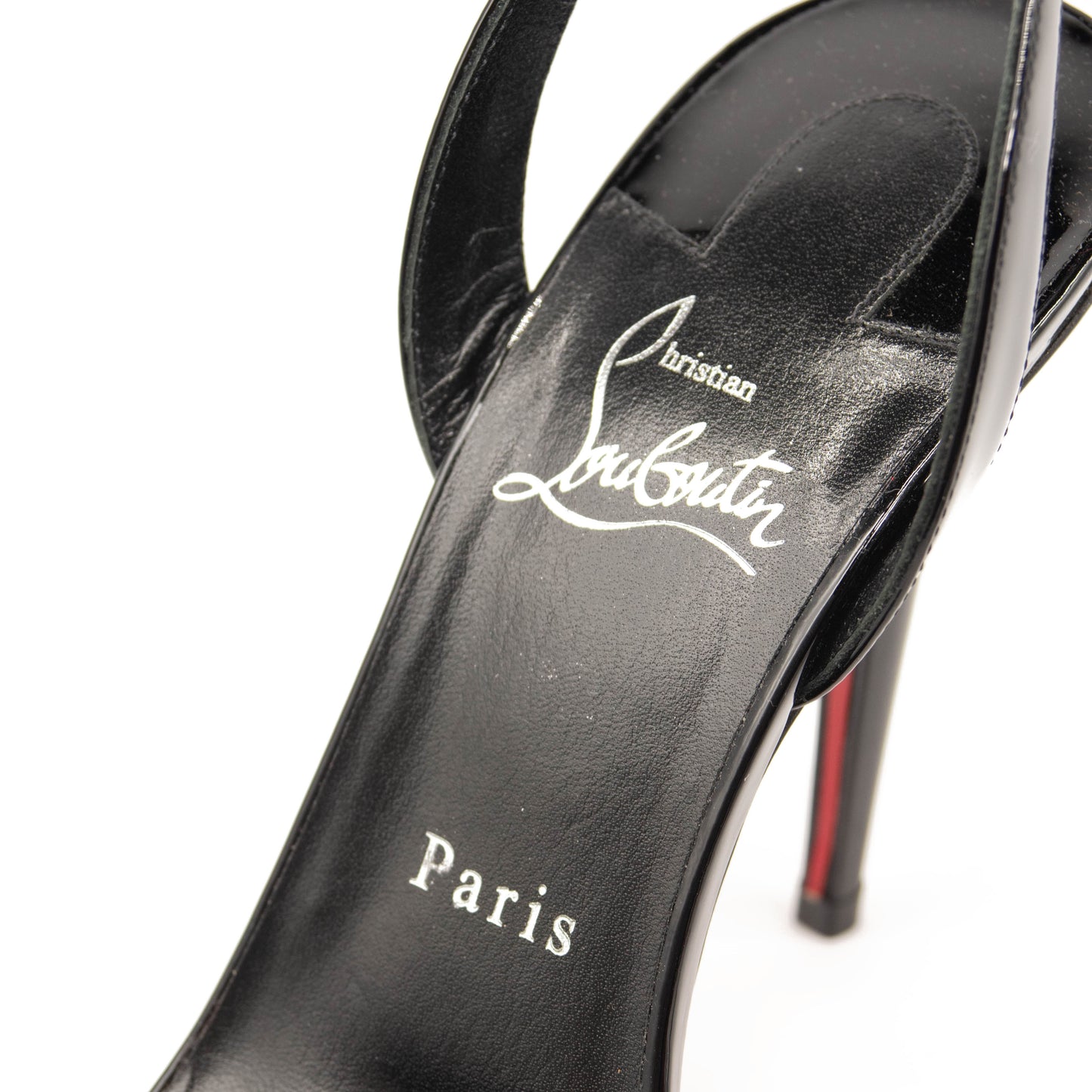 Christian Louboutin Astrid Slingback Sandal EU 39 Black Patent Heels Pumps