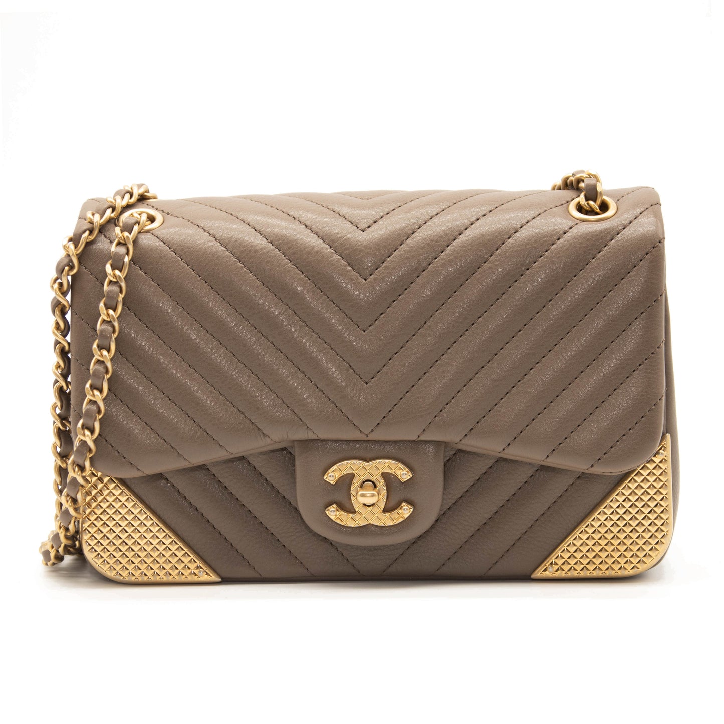 LIKE NEW Chanel Rock the Corner Flap Bag Chevron Mini Chain Shoulder Bag