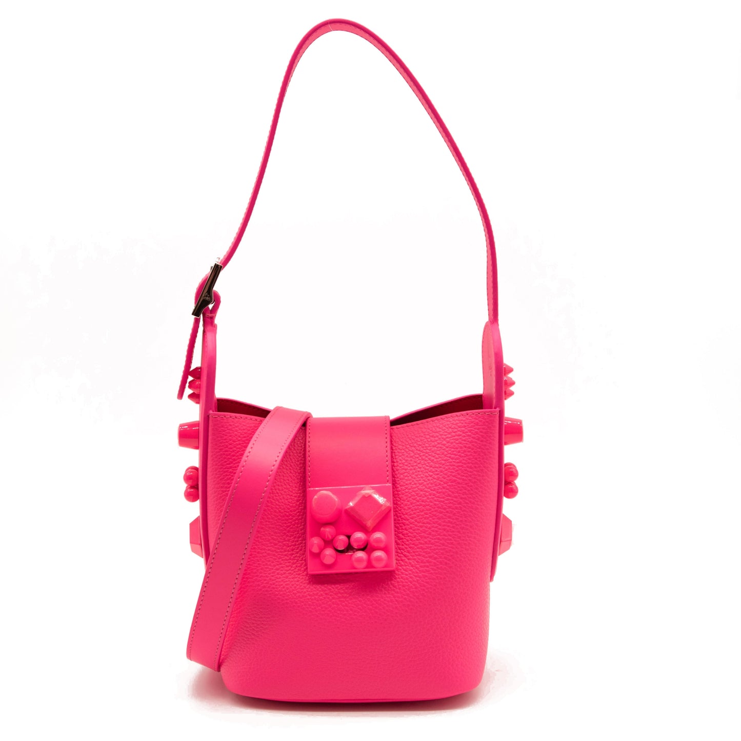 NEW Christian Louboutin Carasky Empire Leather Bucket Bag Pink