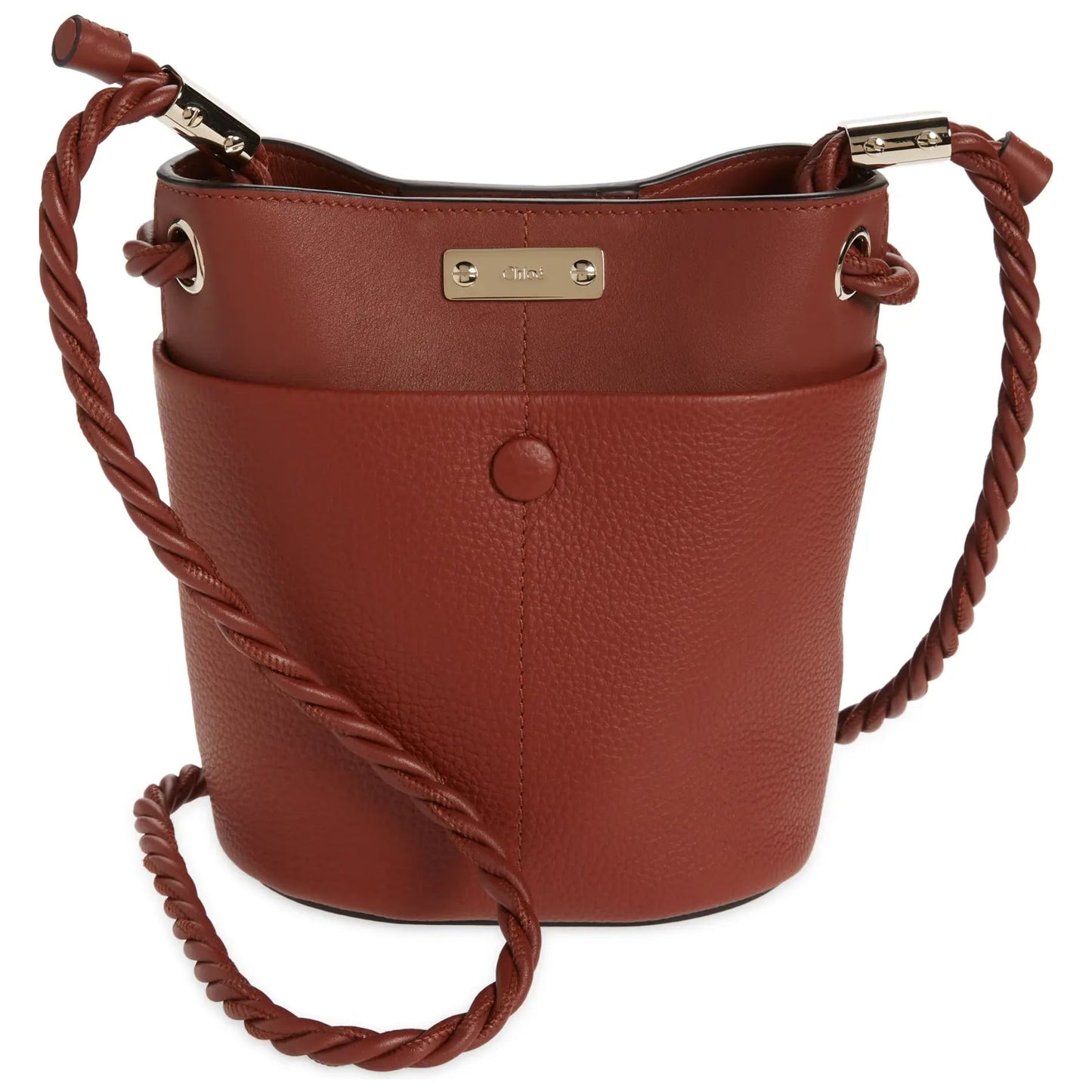 NEW $1890 Chloe Key Small Leather Bucket Bag Sepia Brown