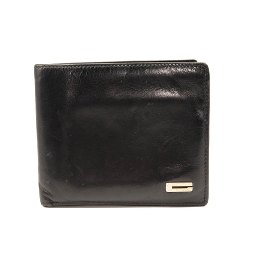 GUCCI Bifold wallet Compact G logo Unisex Leather Black