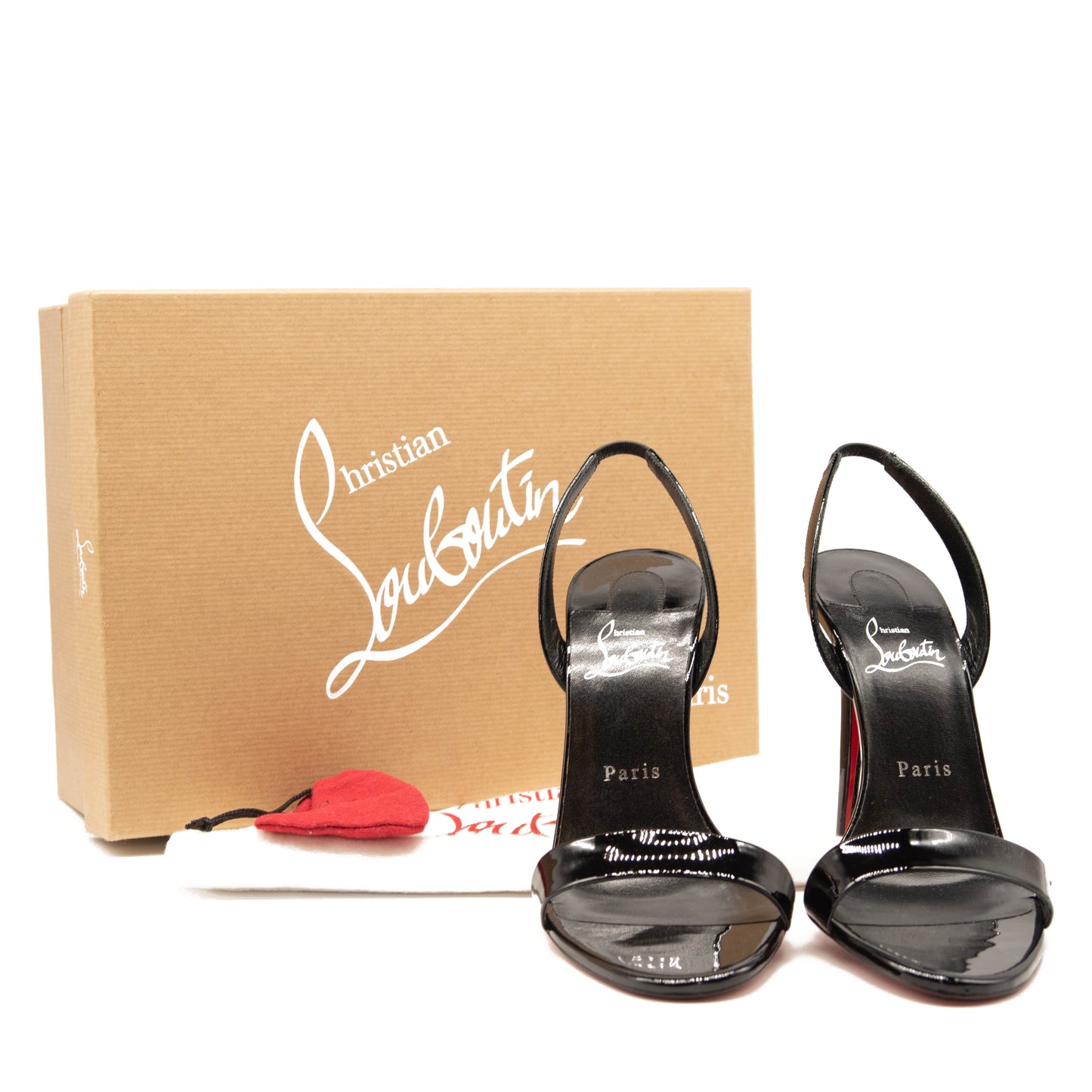 Christian Louboutin Astrid Slingback Sandal EU 39 Black Patent Heels Pumps