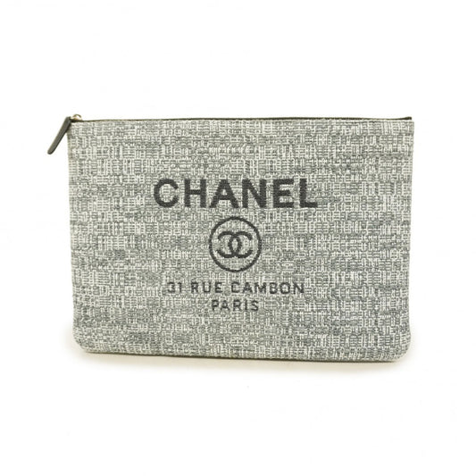 PRE-ORDER Chanel  Canvas Medium Deauville Cosmetic Pouch Grey