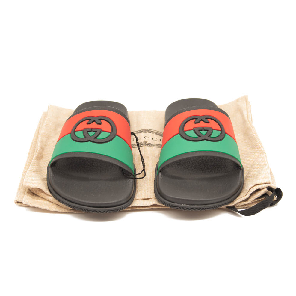 NEW Gucci Pursuit GG Logo Slide Sandal (Women) EU 36 Black Green Red No Box