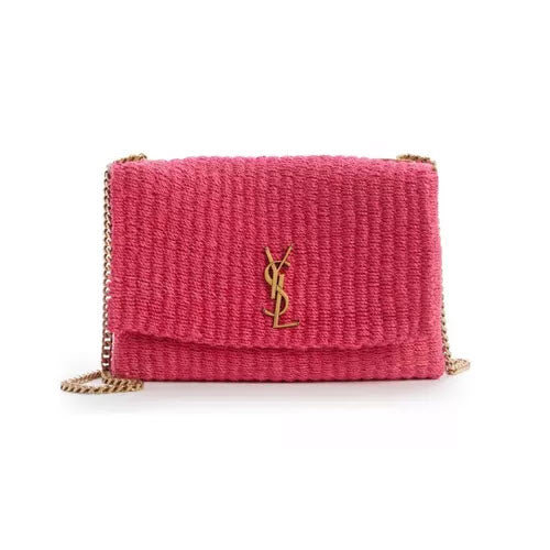 Saint Laurent ﻿Medium Kate Raffia Shoulder Bag Pink Glo