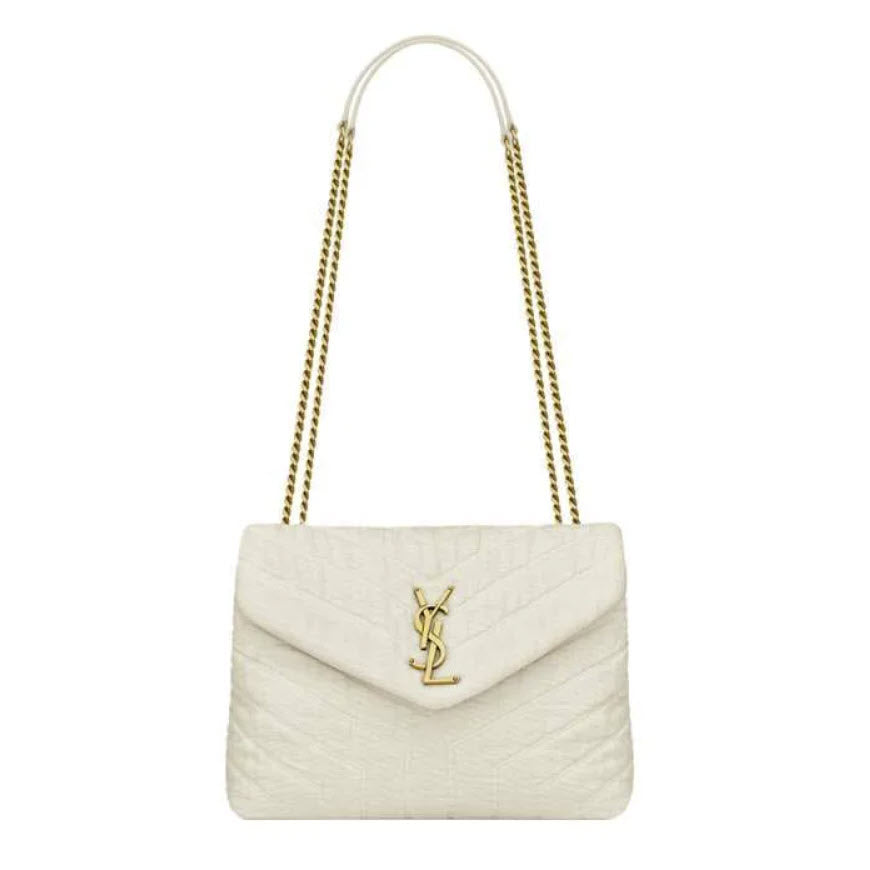 SAINT LAURENT Cotton Quilted Monogram Small Loulou Shoulder Bag YSL