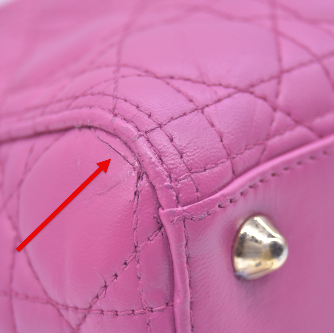 $7000 Christian Dior Lambskin Cannage Large Lady Dior Fuchsia CONSIGNMENT