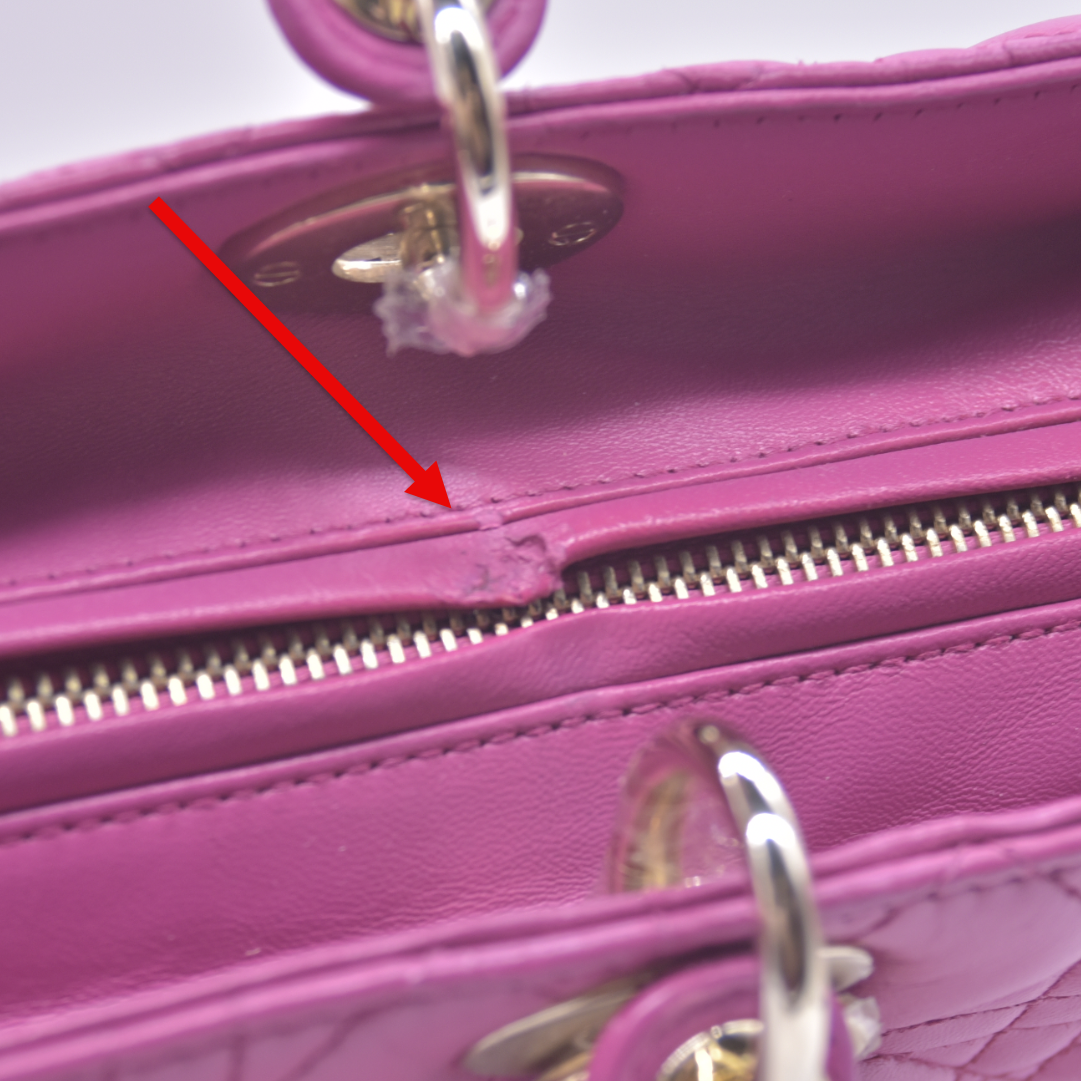 $7000 Christian Dior Lambskin Cannage Large Lady Dior Fuchsia CONSIGNMENT