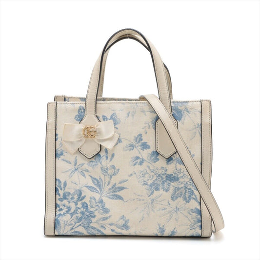 GUCCI Canvas Herbarium Print Tote Blue