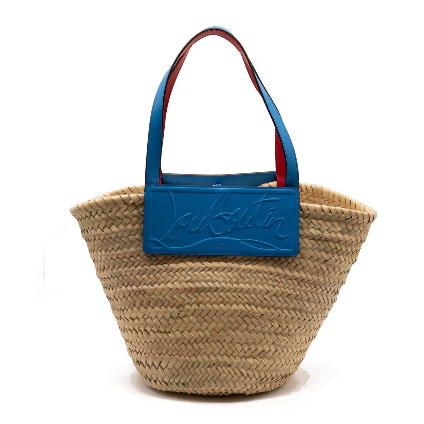 NEW Christian Louboutin Christian Louboutin Loubishore Logo Straw Tote Blue