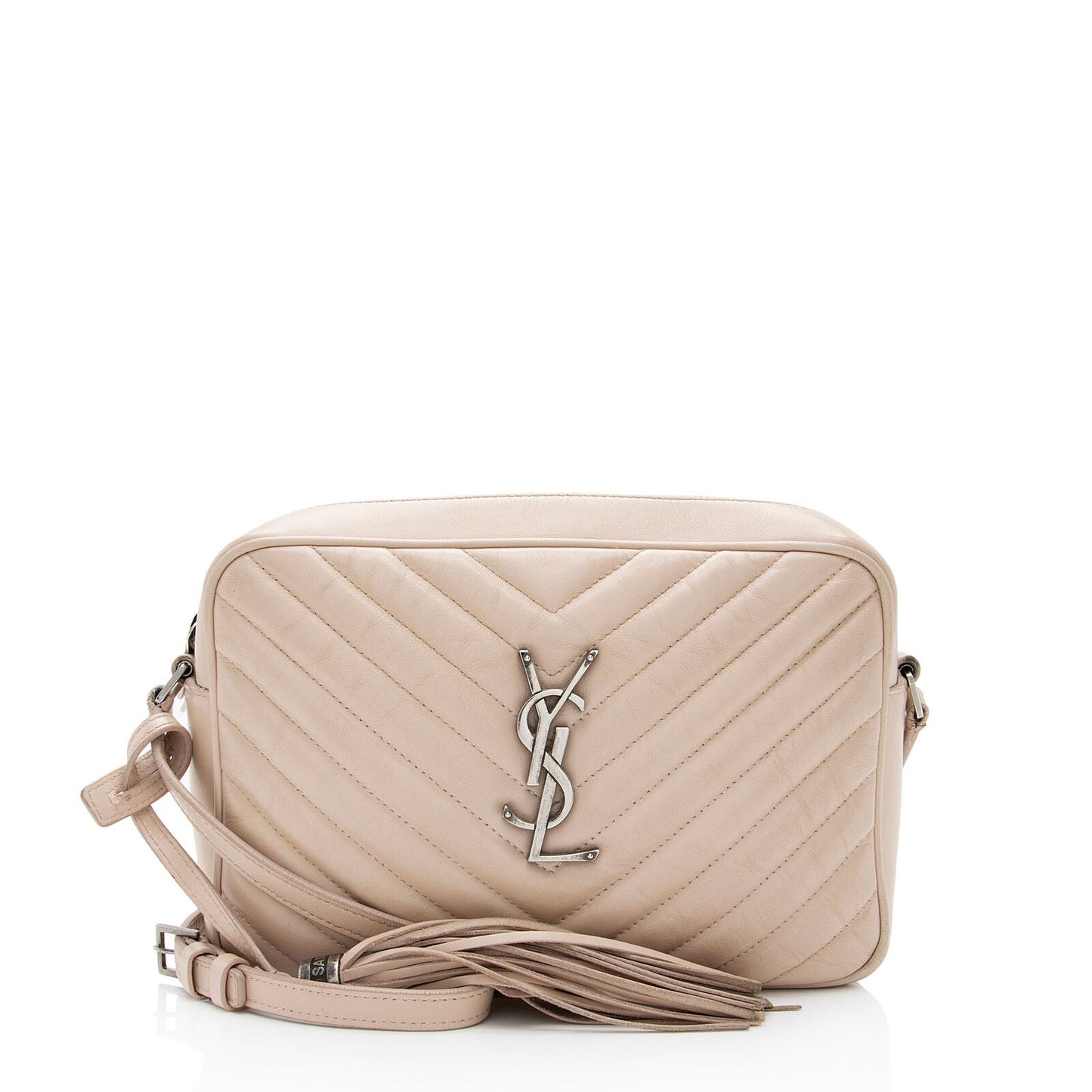 SAINT LAURENT Calfskin Matelasse Monogram Lou Camera Bag Crema Soft