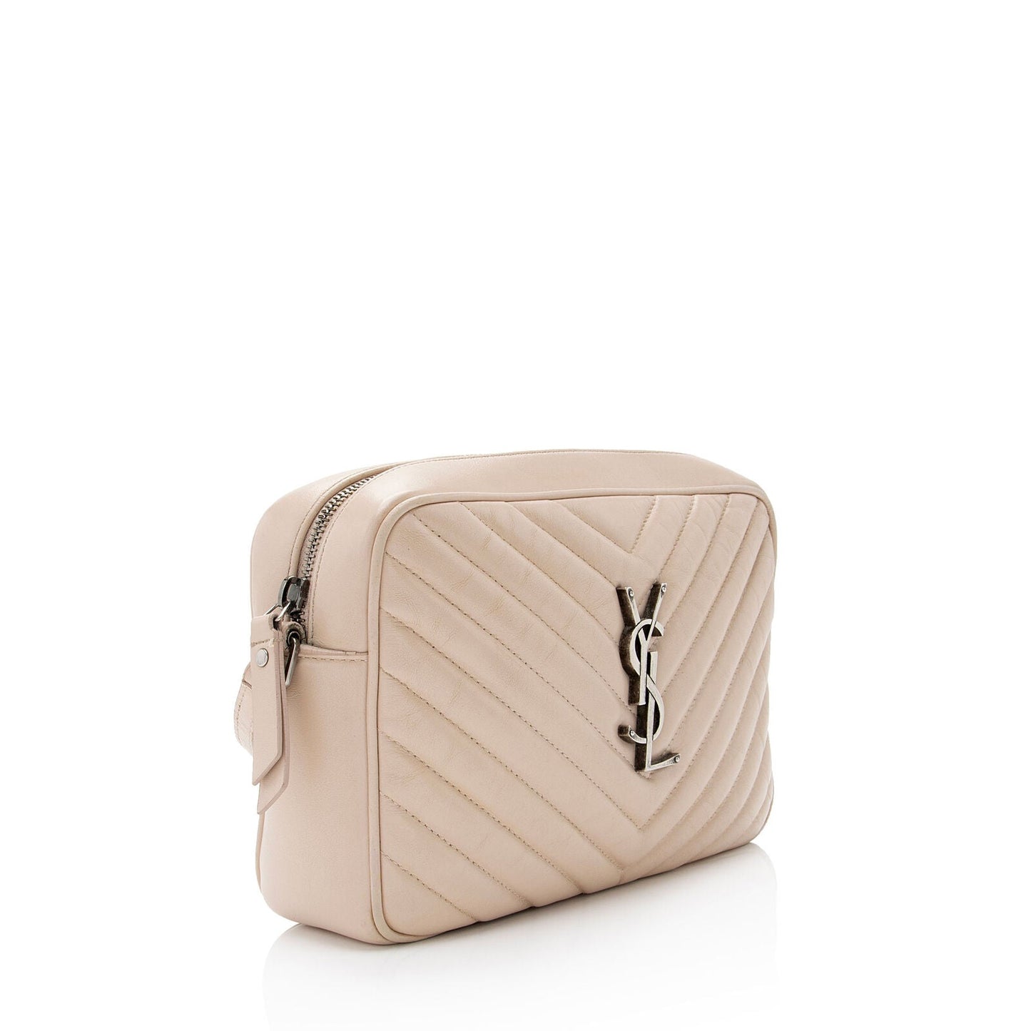 SAINT LAURENT Calfskin Matelasse Monogram Lou Camera Bag Crema Soft