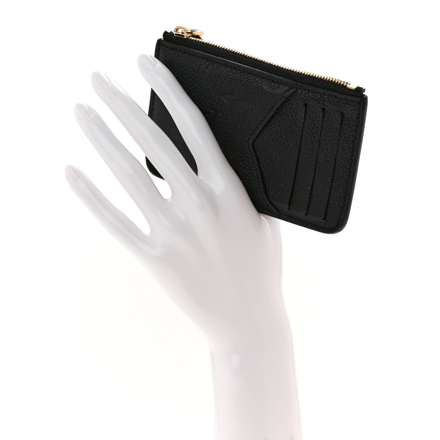 $590 Louis Vuitton Monogram Empreinte Romy Leather Card Holder