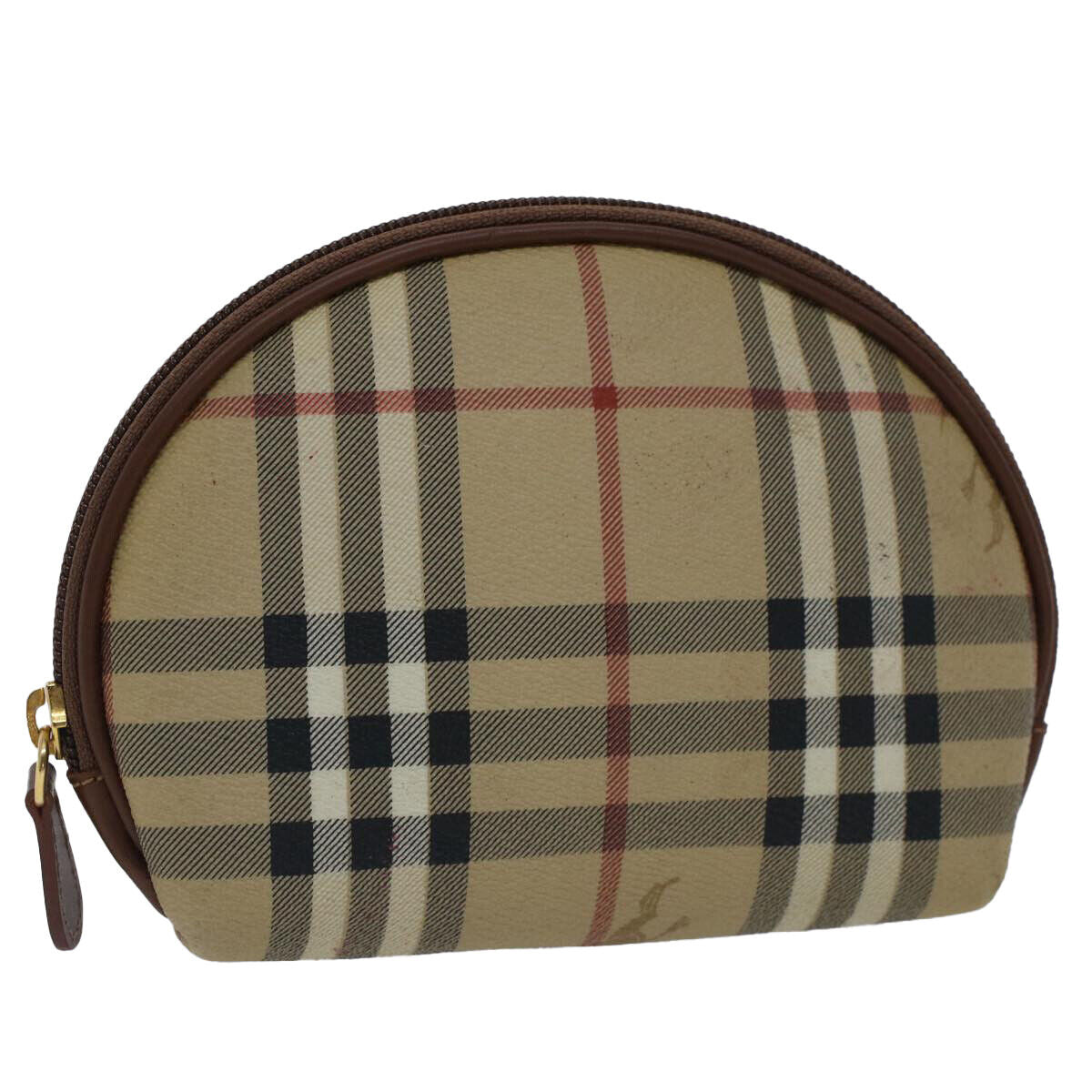 BURBERRY Nova Check Pouch PVC Leather Beige