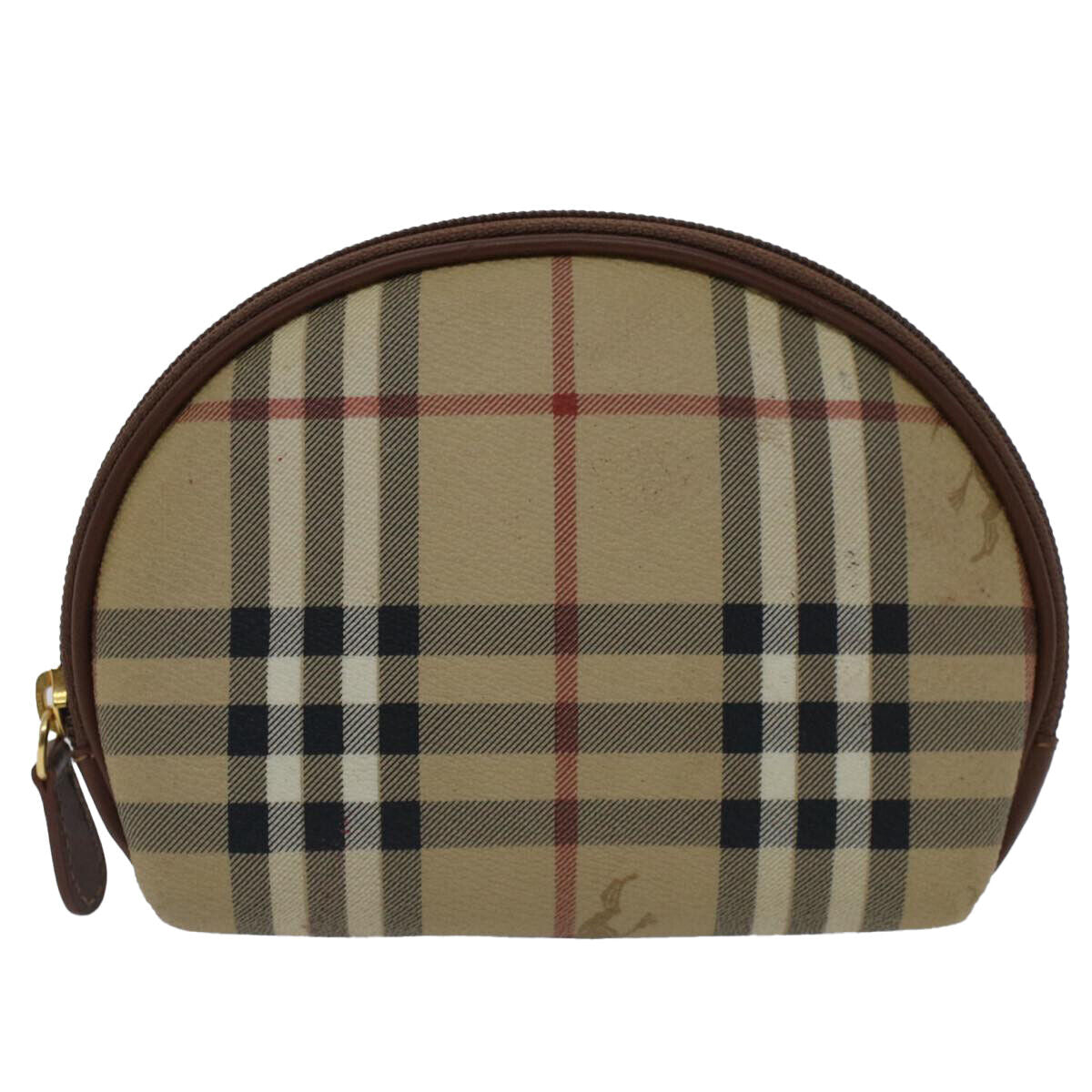 BURBERRY Nova Check Pouch PVC Leather Beige