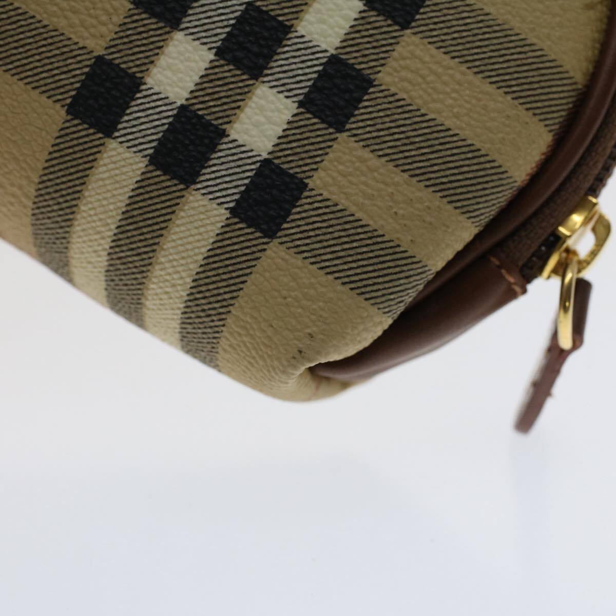 BURBERRY Nova Check Pouch PVC Leather Beige