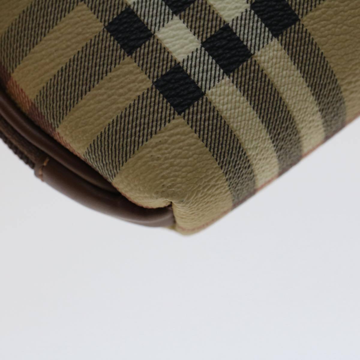 BURBERRY Nova Check Pouch PVC Leather Beige
