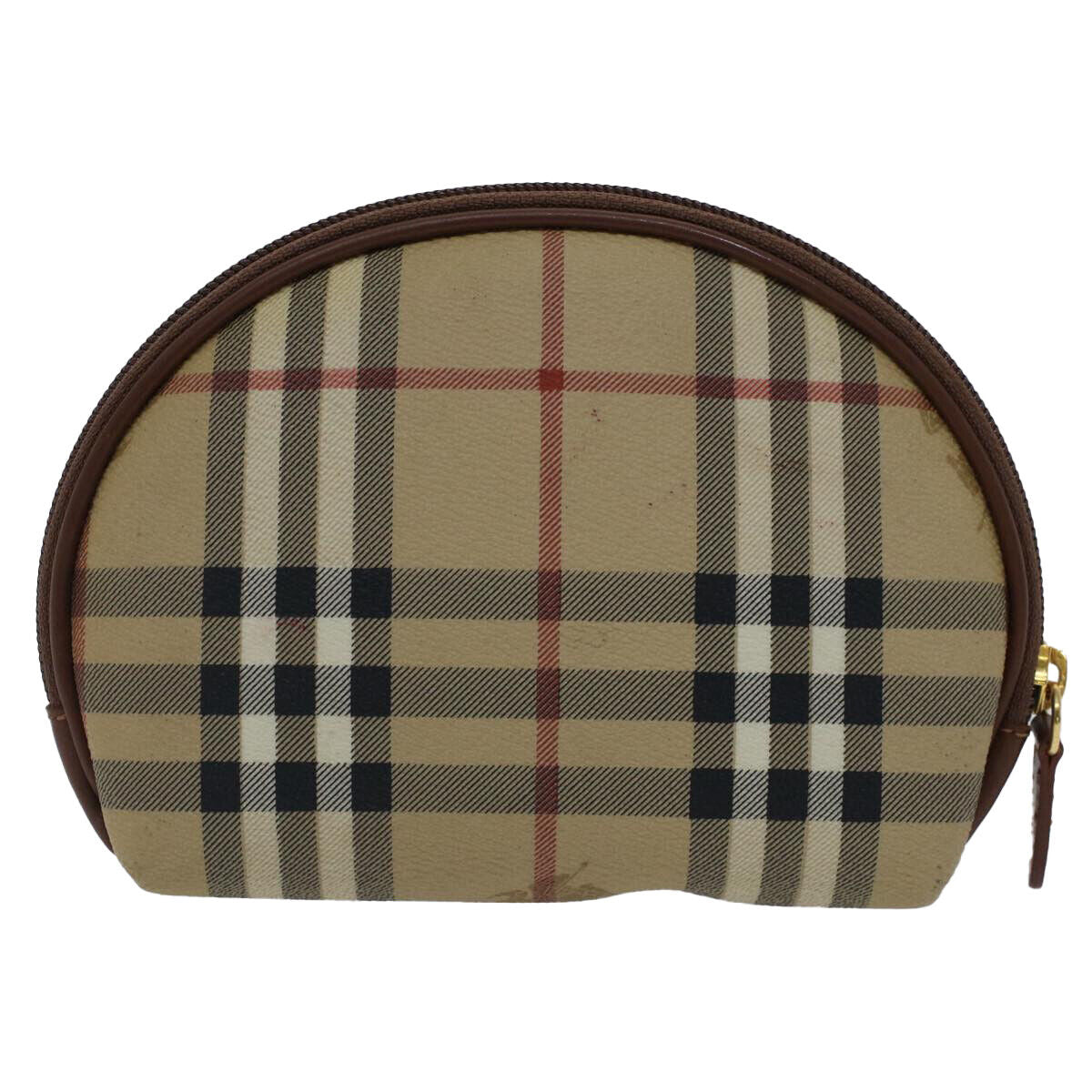 BURBERRY Nova Check Pouch PVC Leather Beige