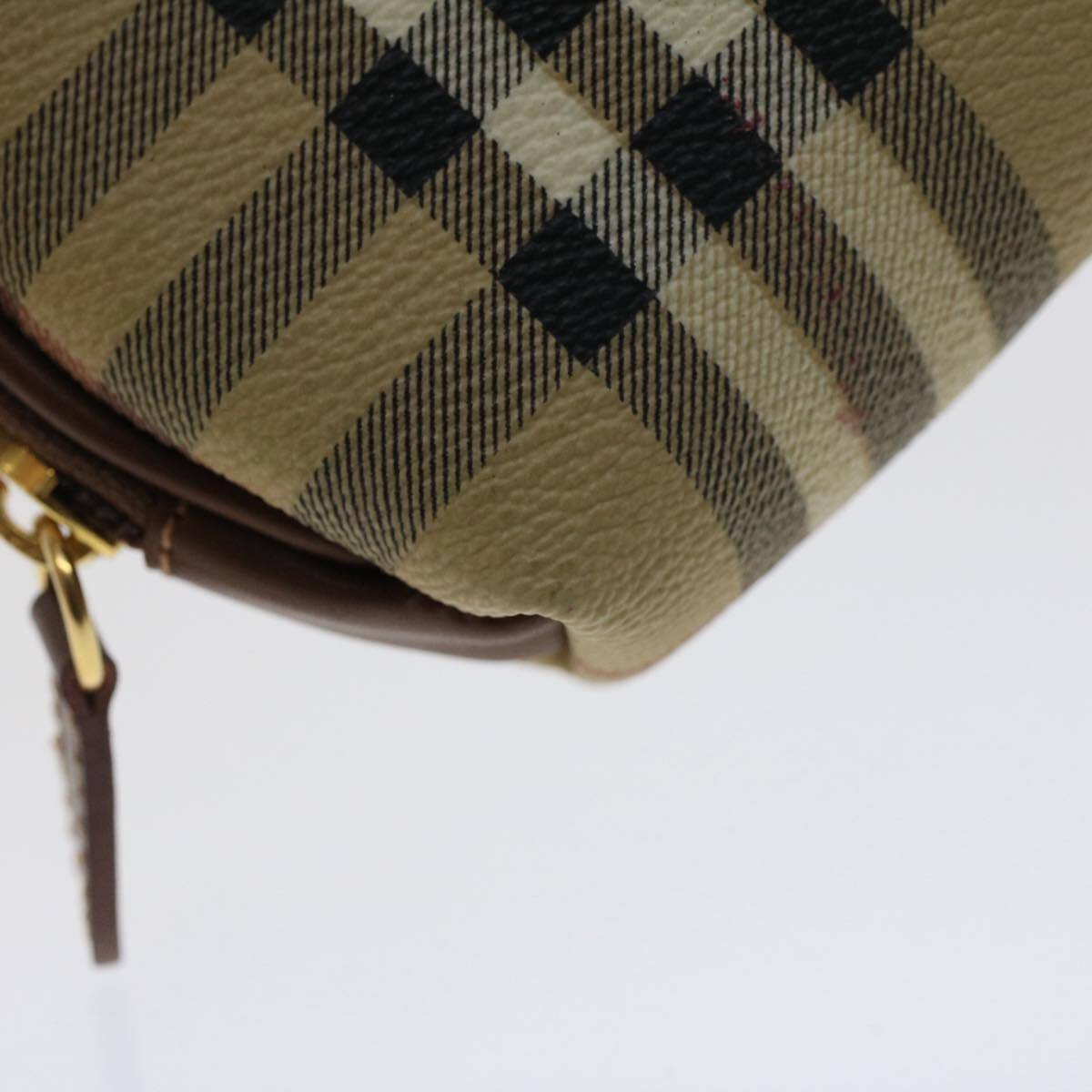 BURBERRY Nova Check Pouch PVC Leather Beige