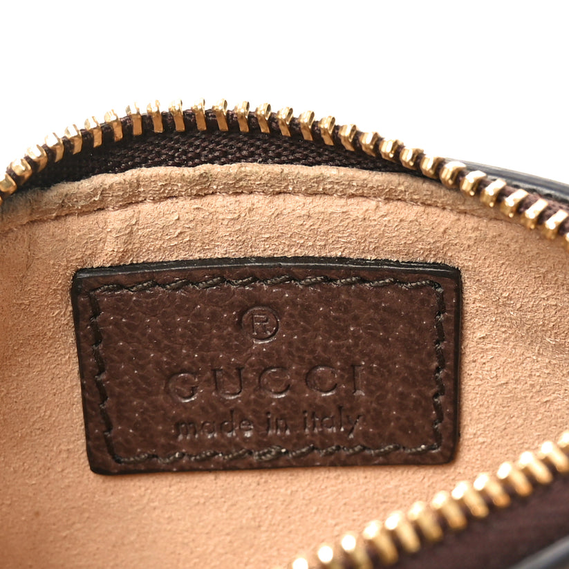 $450 Gucci Monogram Jumbo GG Textured Dollar Calfskin Ophidia Key Case Camel Ebony New Acero