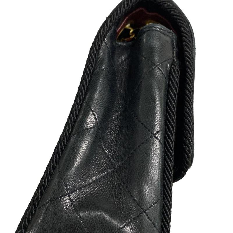 Chanel  Lambskin Scallop Quilted Single Flap Black 01*