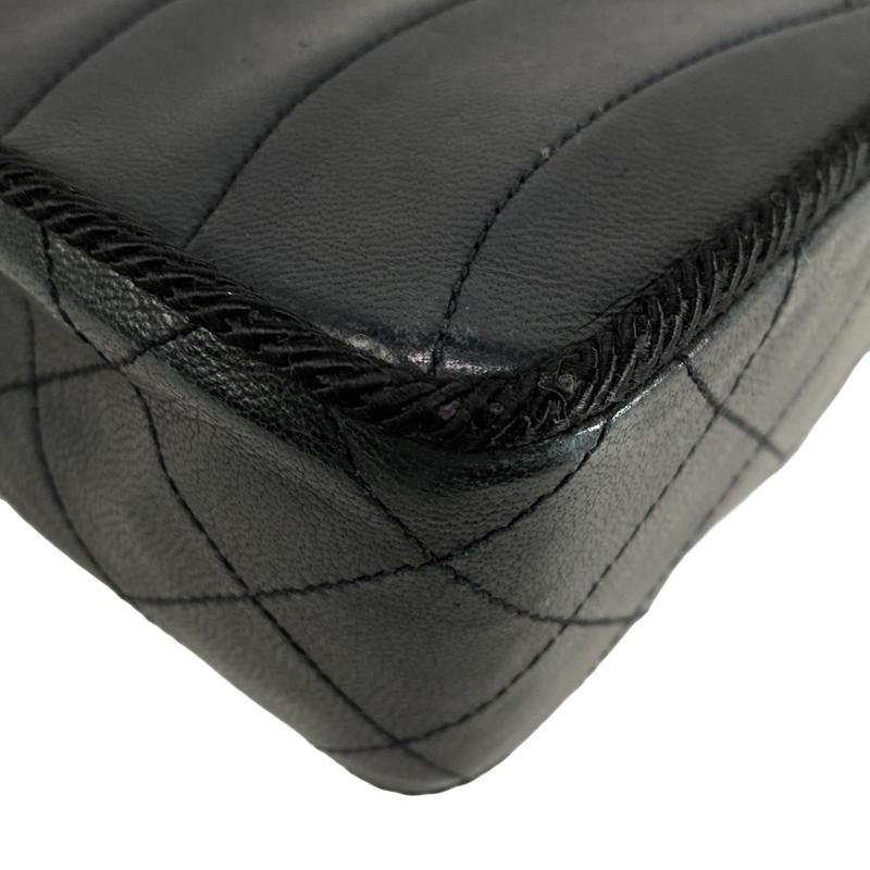 Chanel  Lambskin Scallop Quilted Single Flap Black 01*