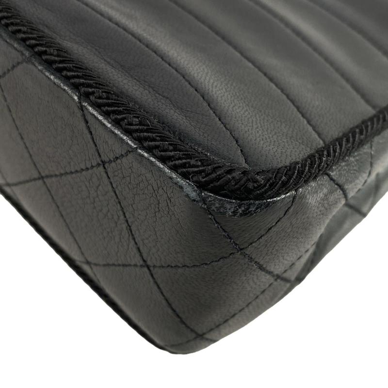 Chanel  Lambskin Scallop Quilted Single Flap Black 01*