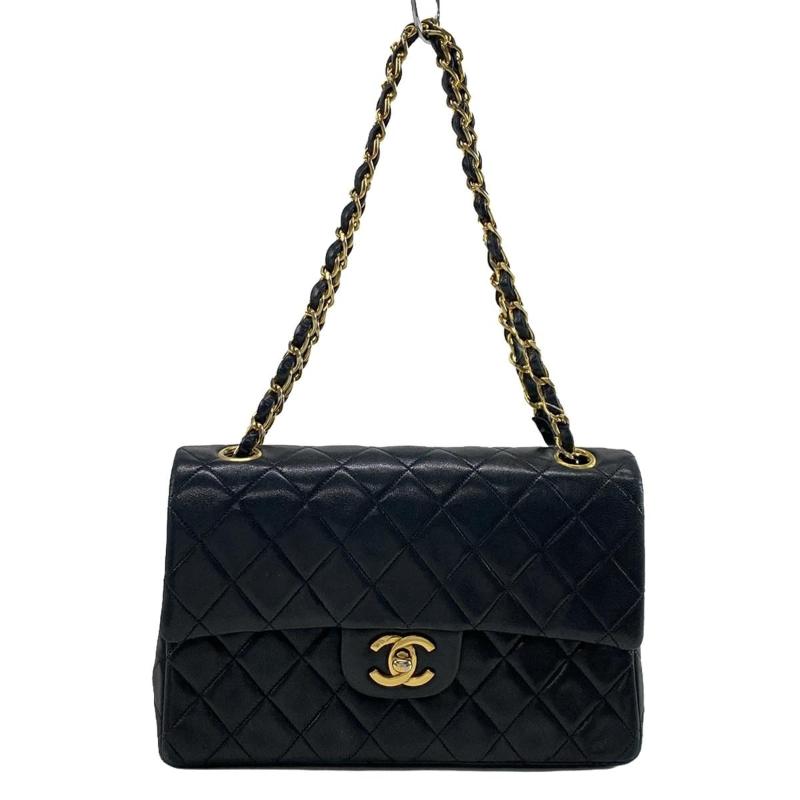 Chanel  Lambskin Quilted Medium Double Flap Black 01