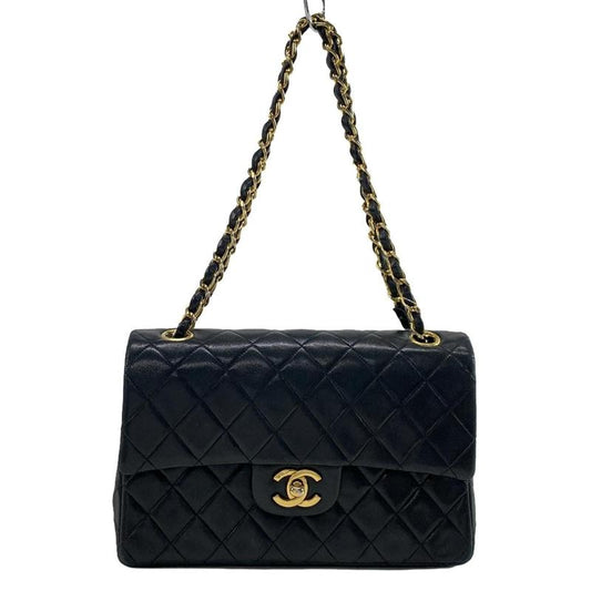 Chanel  Lambskin Quilted Medium Double Flap Black 01