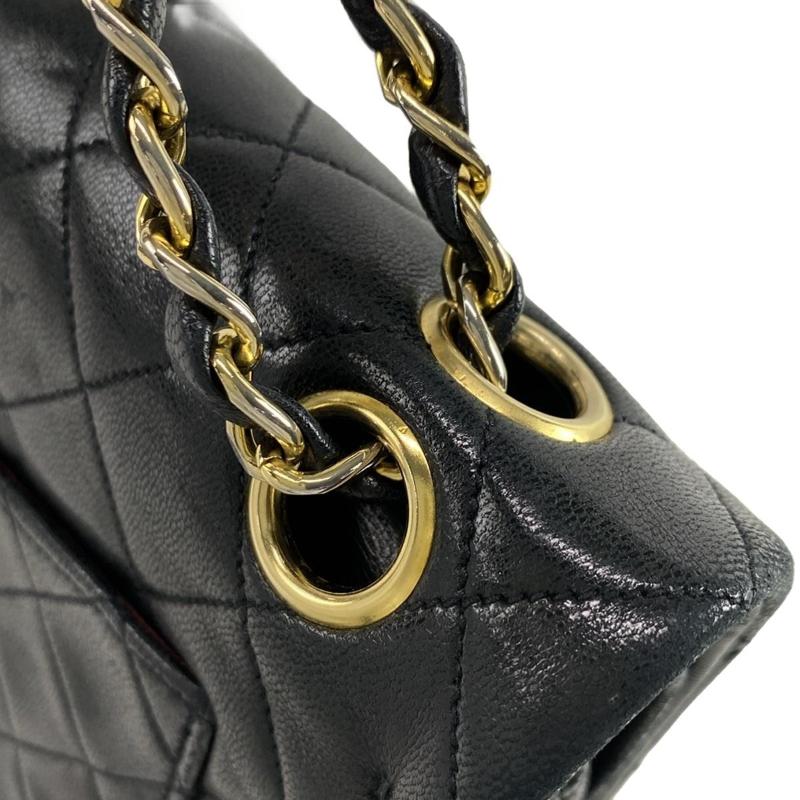 Chanel  Lambskin Quilted Medium Double Flap Black 01