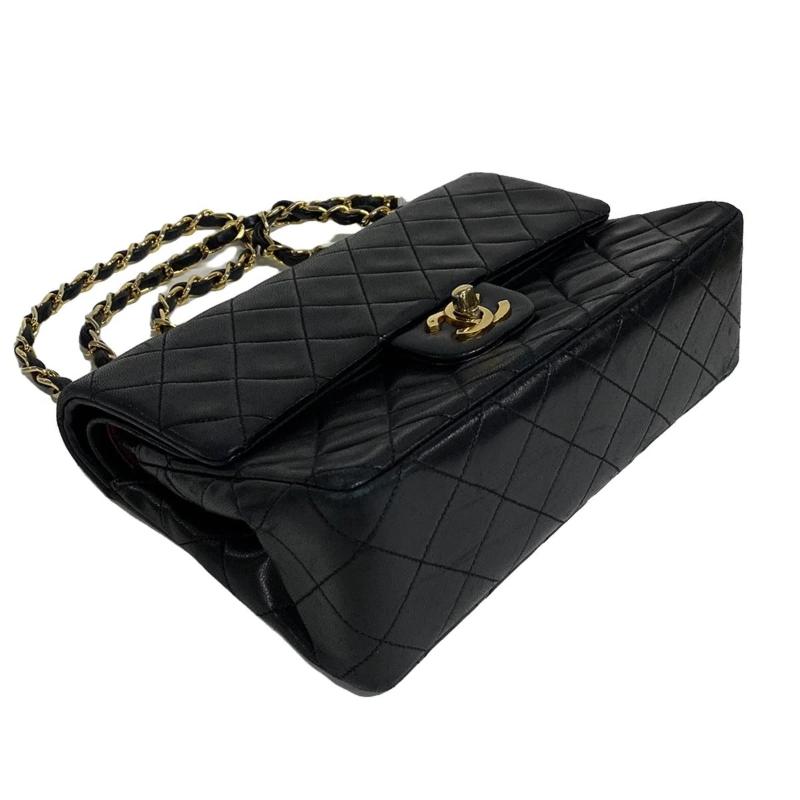 Chanel  Lambskin Quilted Medium Double Flap Black 01