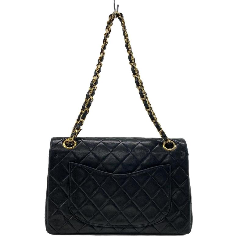 Chanel  Lambskin Quilted Medium Double Flap Black 01