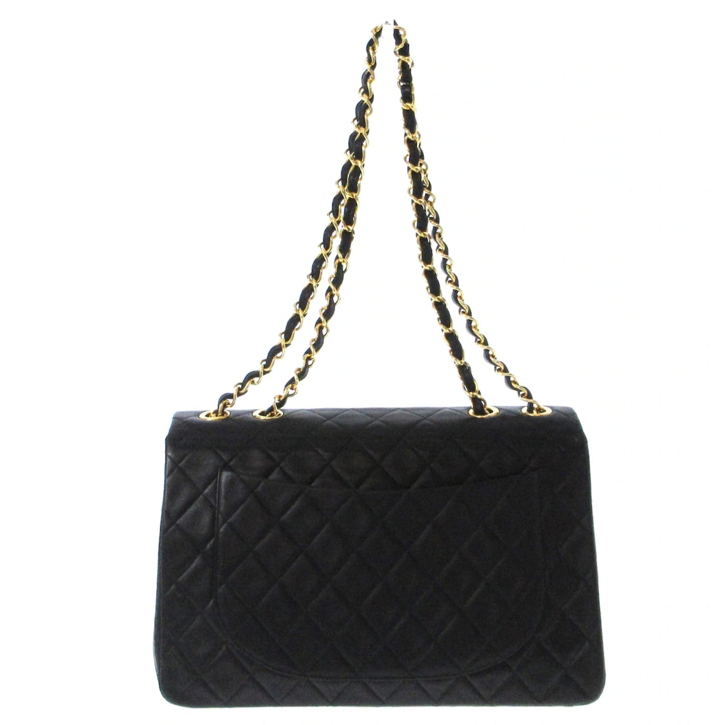 CHANEL Lambskin Quilted Jumbo Single Flap Black 3*