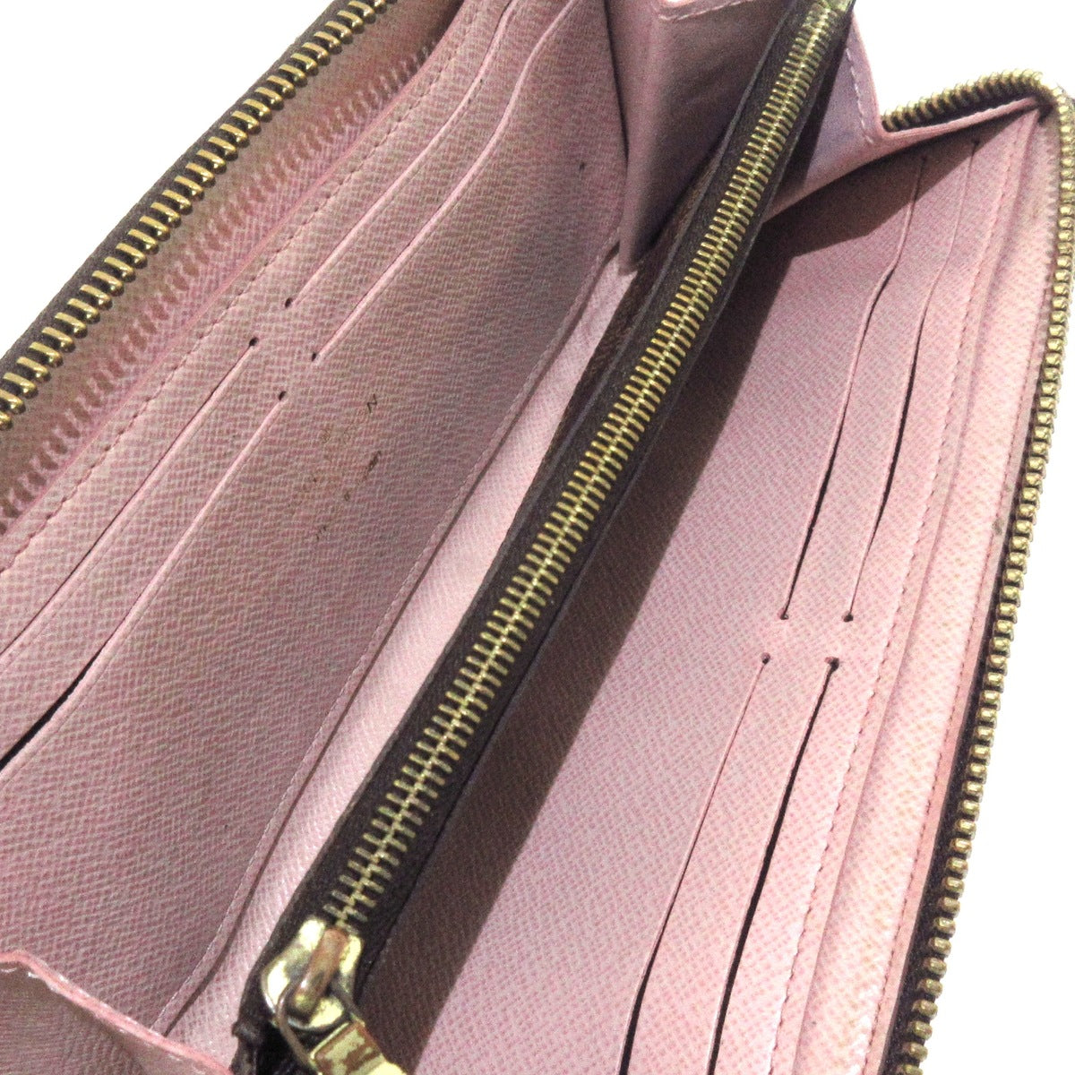 LOUIS VUITTON Damier Ebene Clemence Wallet Rose Ballerine GI0118