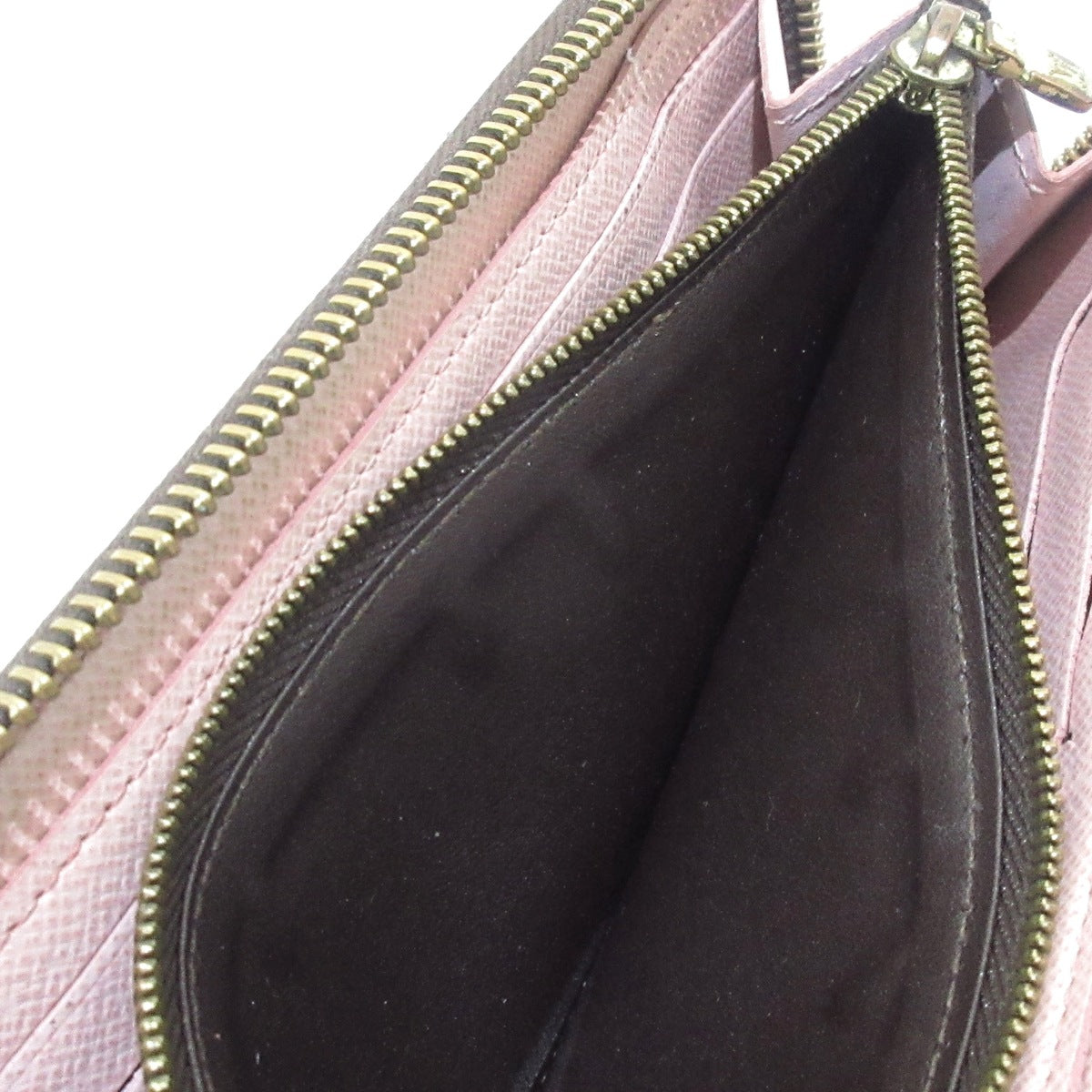 LOUIS VUITTON Damier Ebene Clemence Wallet Rose Ballerine GI0118