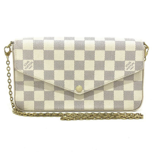LOUIS VUITTON Damier Azur Pochette Felicie Chain Wallet Rose Ballerine