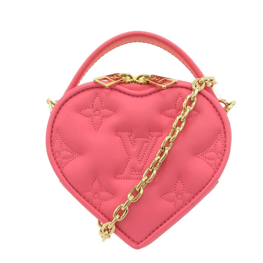 LOUIS VUITTON Calfskin Embroidered Monogram Pop My Heart Bag Pouch Pink