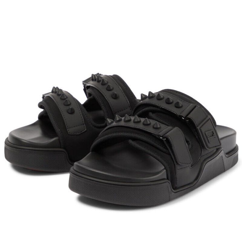 NEW CHRISTIAN LOUBOUTIN Women’s Daddy Pool Studded Slide Sandals Black EU 36