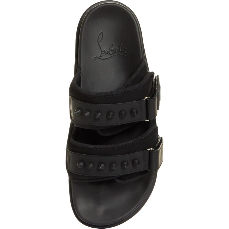 NEW CHRISTIAN LOUBOUTIN Women’s Daddy Pool Studded Slide Sandals Black EU 37